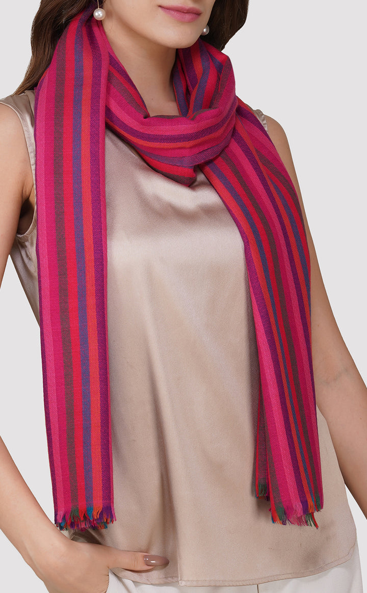 Raspberry Stripe Wool Wrap