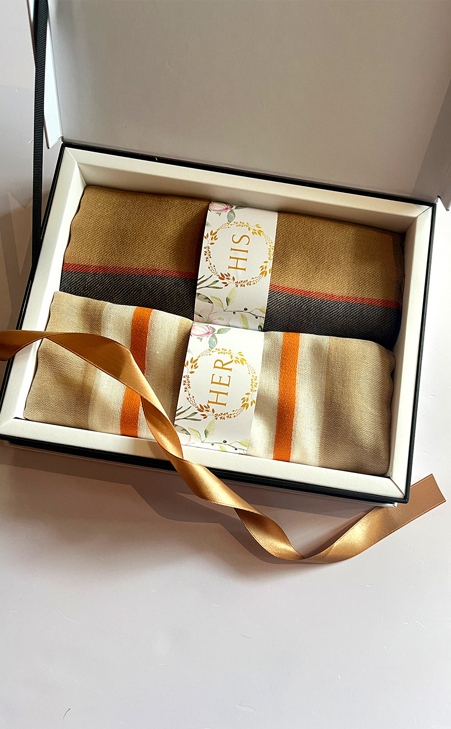 Apricot  Linen &amp; Carmine His &amp; Her Set