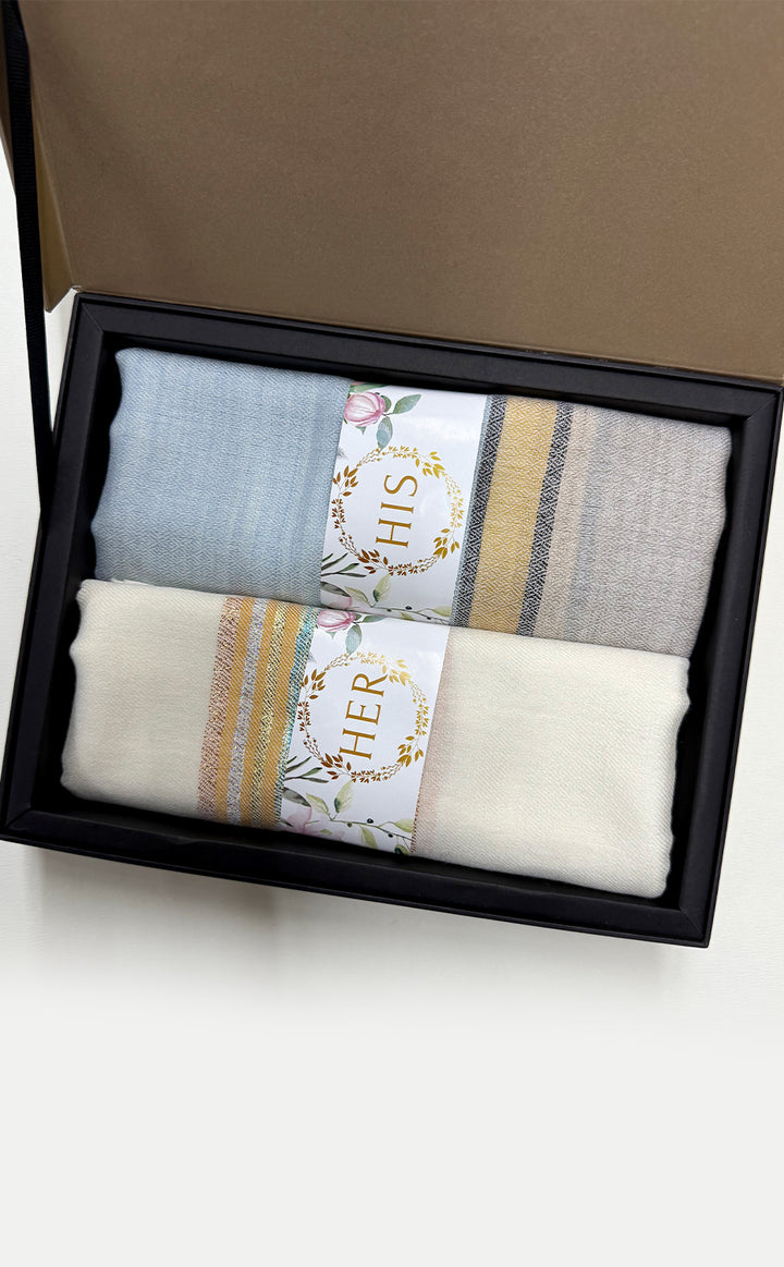 Cream Stripe His &amp; Her Set