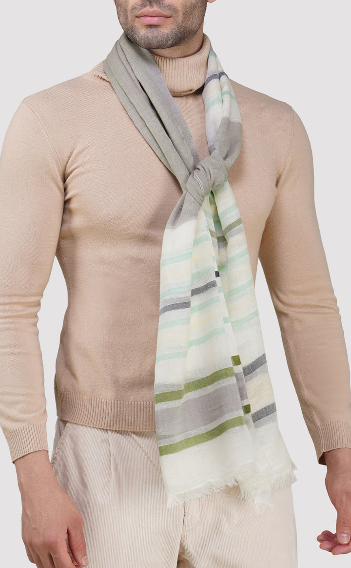 Olive Grey Cotton Linen Stole