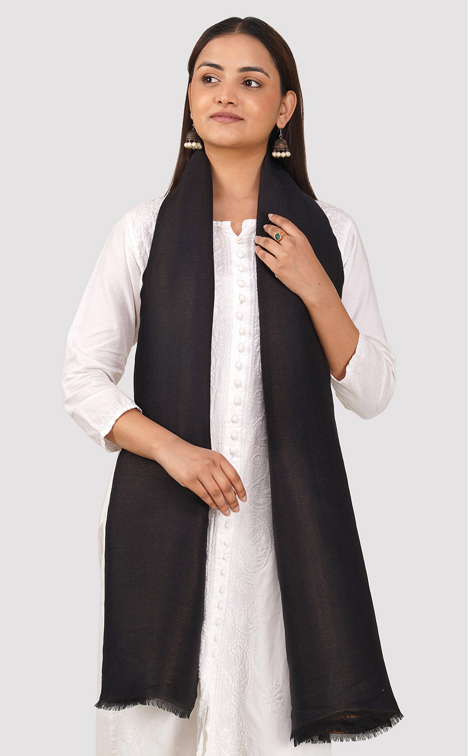 Zari Reversible Stole - Black Gold