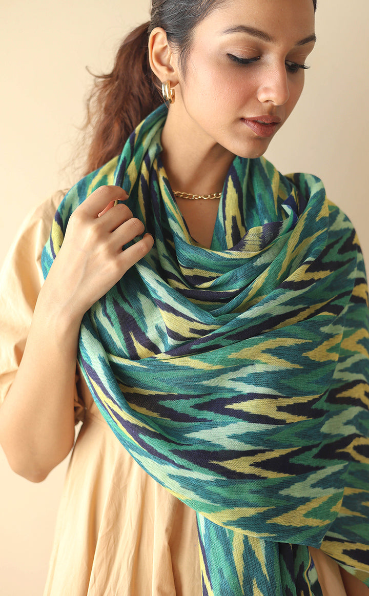 Jade Ripple Ikat Stole