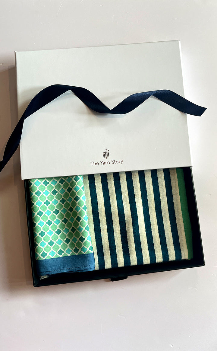 Mint Streaks Stole &amp; Pocket Square Set