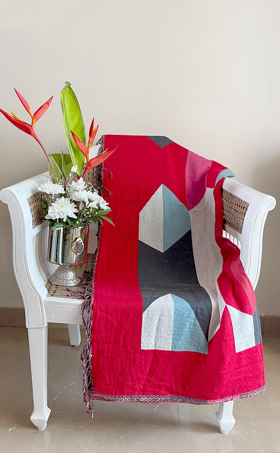 Crimson Geometric Throw