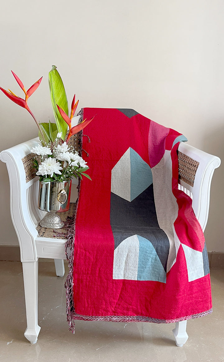 Crimson Geometric Throw
