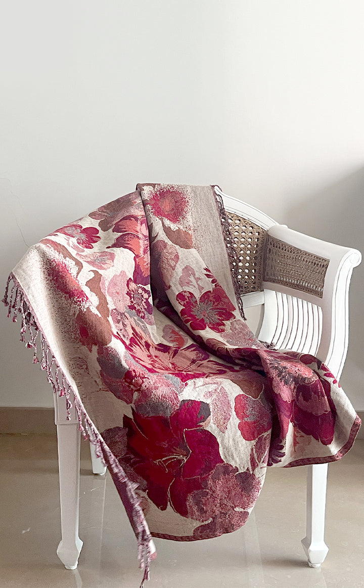 Mauve Floral Throw