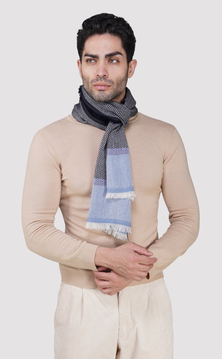Denim Tone Chevron Wool Muffler