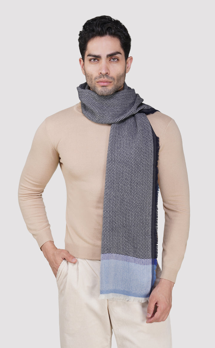 Denim Tone Chevron Wool Muffler