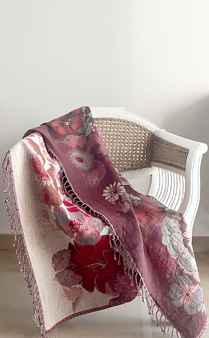 Mauve Floral Throw