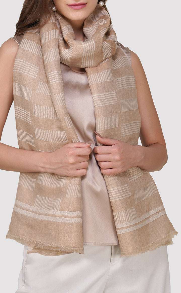 Ivory Maze Zari Stole
