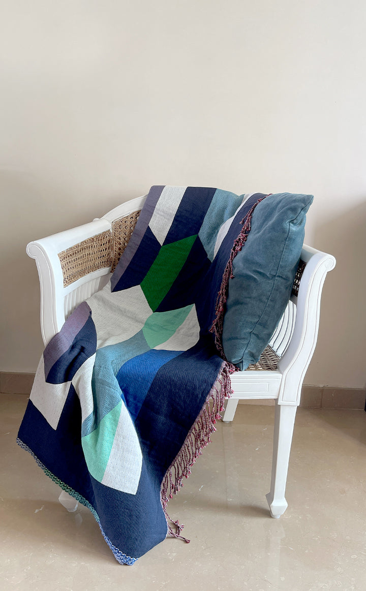 Blue Geometric Throw