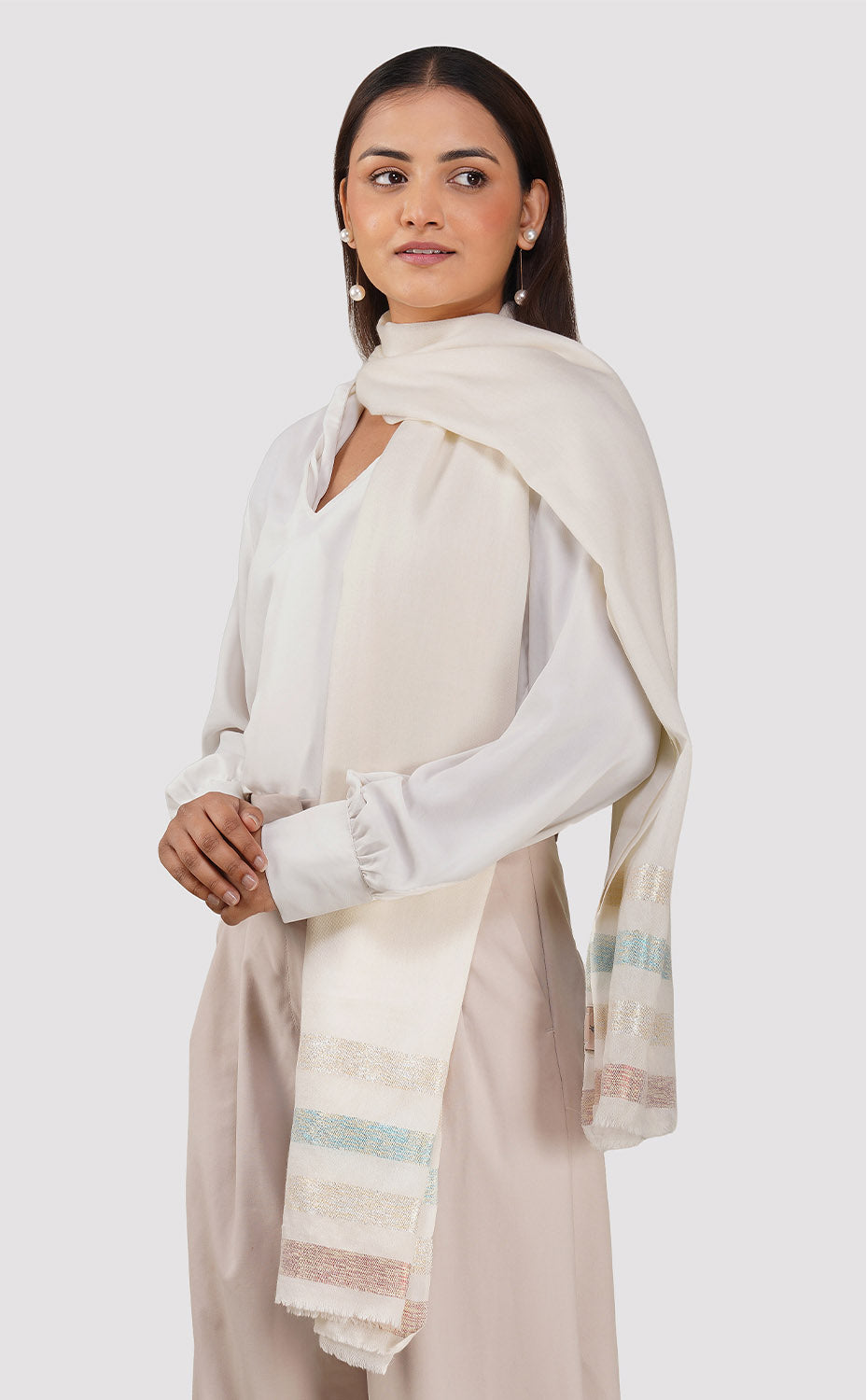 Multicolor Streak Zari Stole