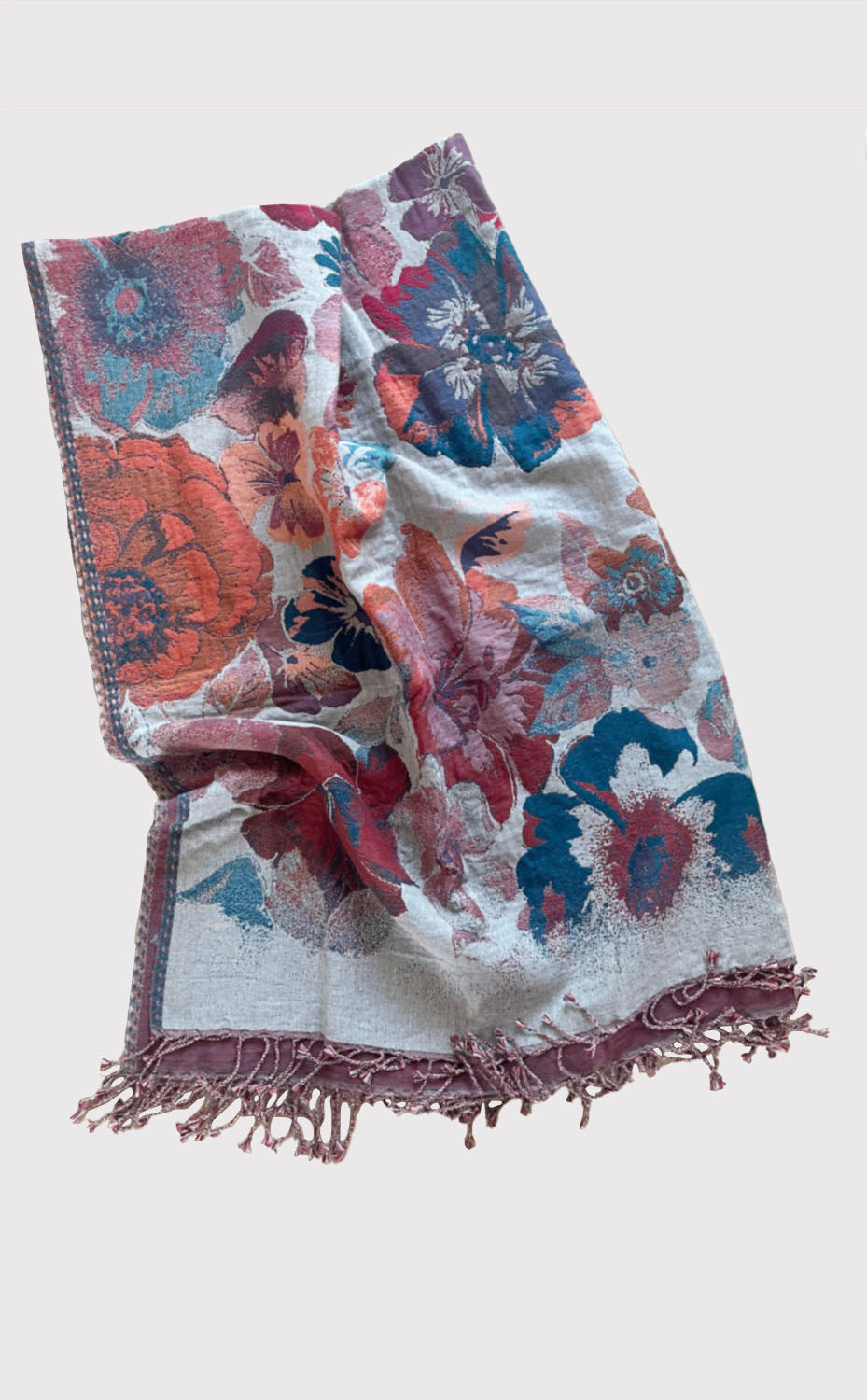 Plum Orange Floral Throw