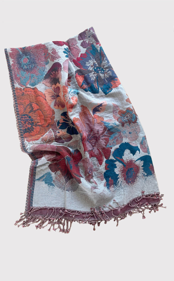 Plum Orange Floral Throw