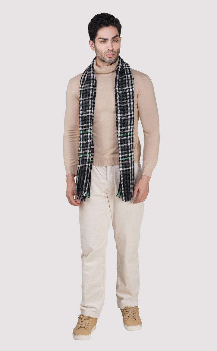 Ink Houndstooth Weave Merino Jacquard