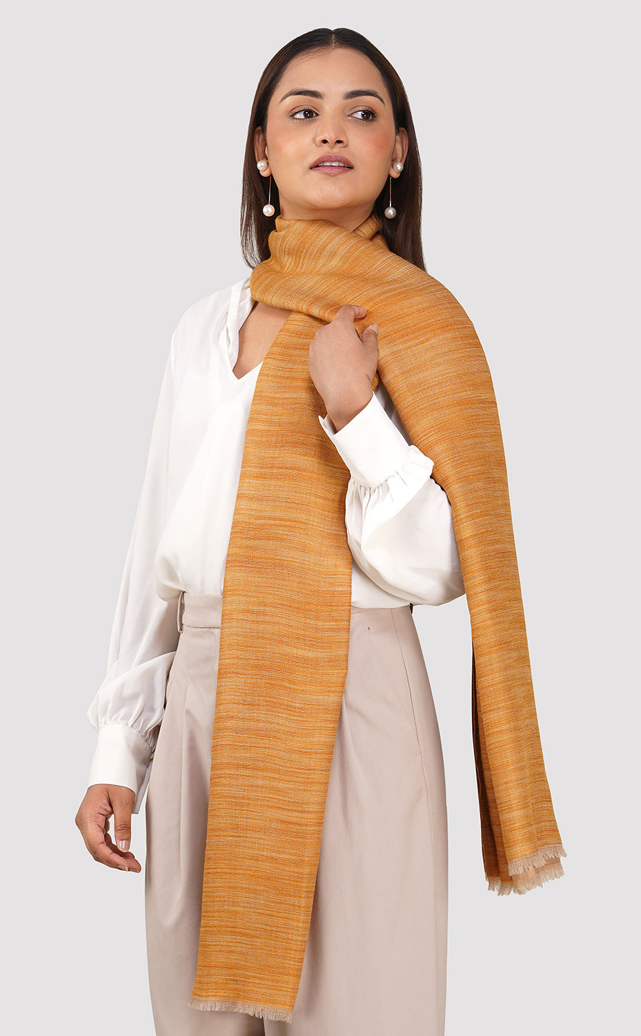Reversible Pashmina Shawl - Mustard