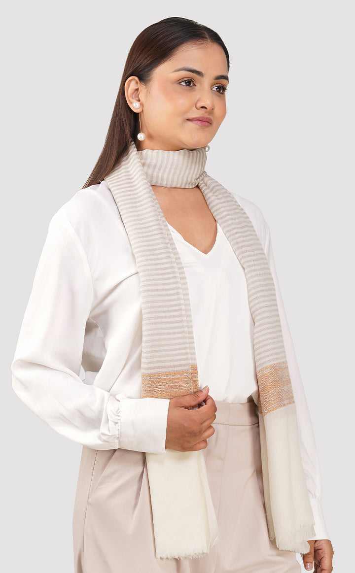 Broad Rust Silver Streak Zari Stole