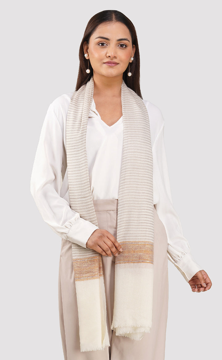 Broad Rust Silver Streak Zari Stole
