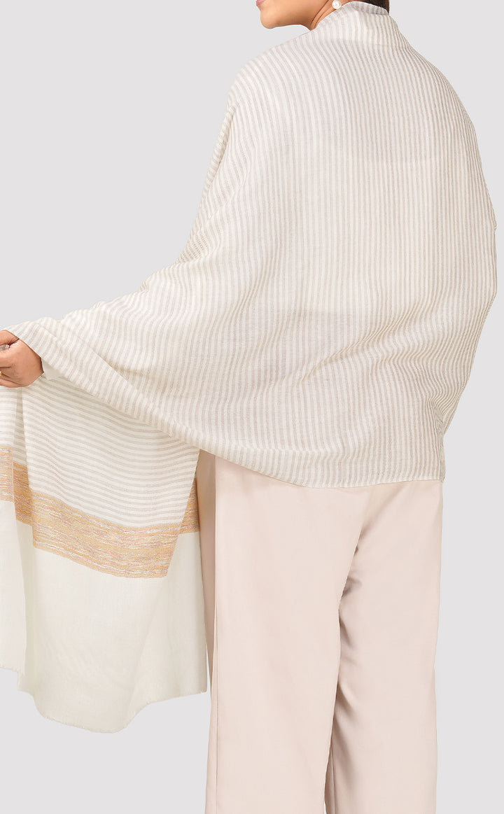 Broad Rust Silver Streak Zari Stole