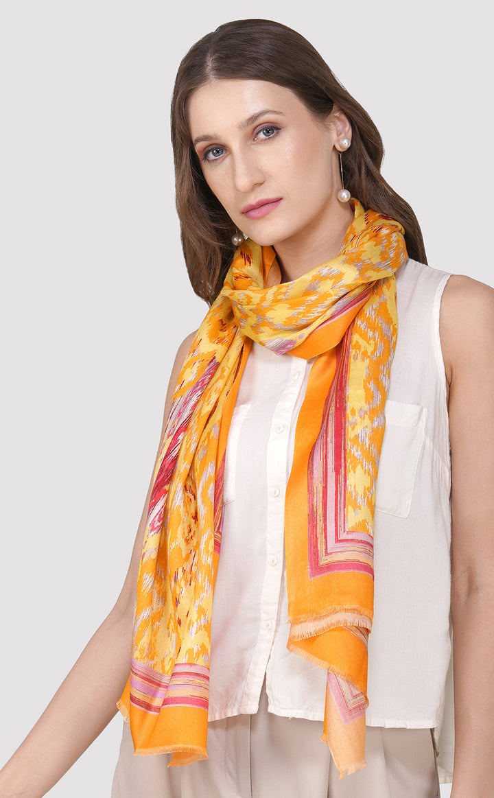 Marigold Haze Ikat Silk Stole
