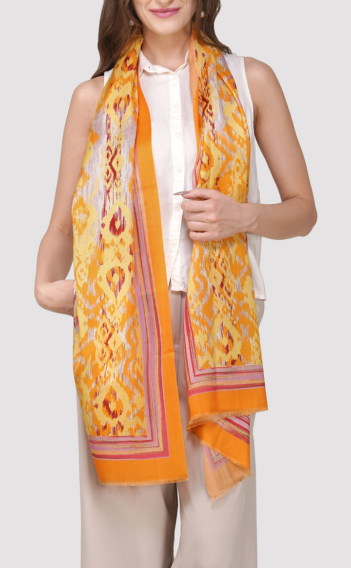 Marigold Haze Ikat Silk Stole