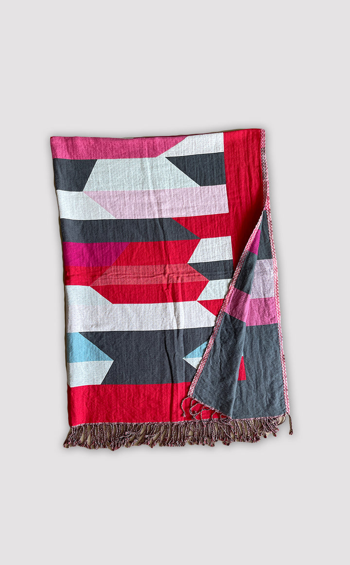 Crimson Geometric Throw