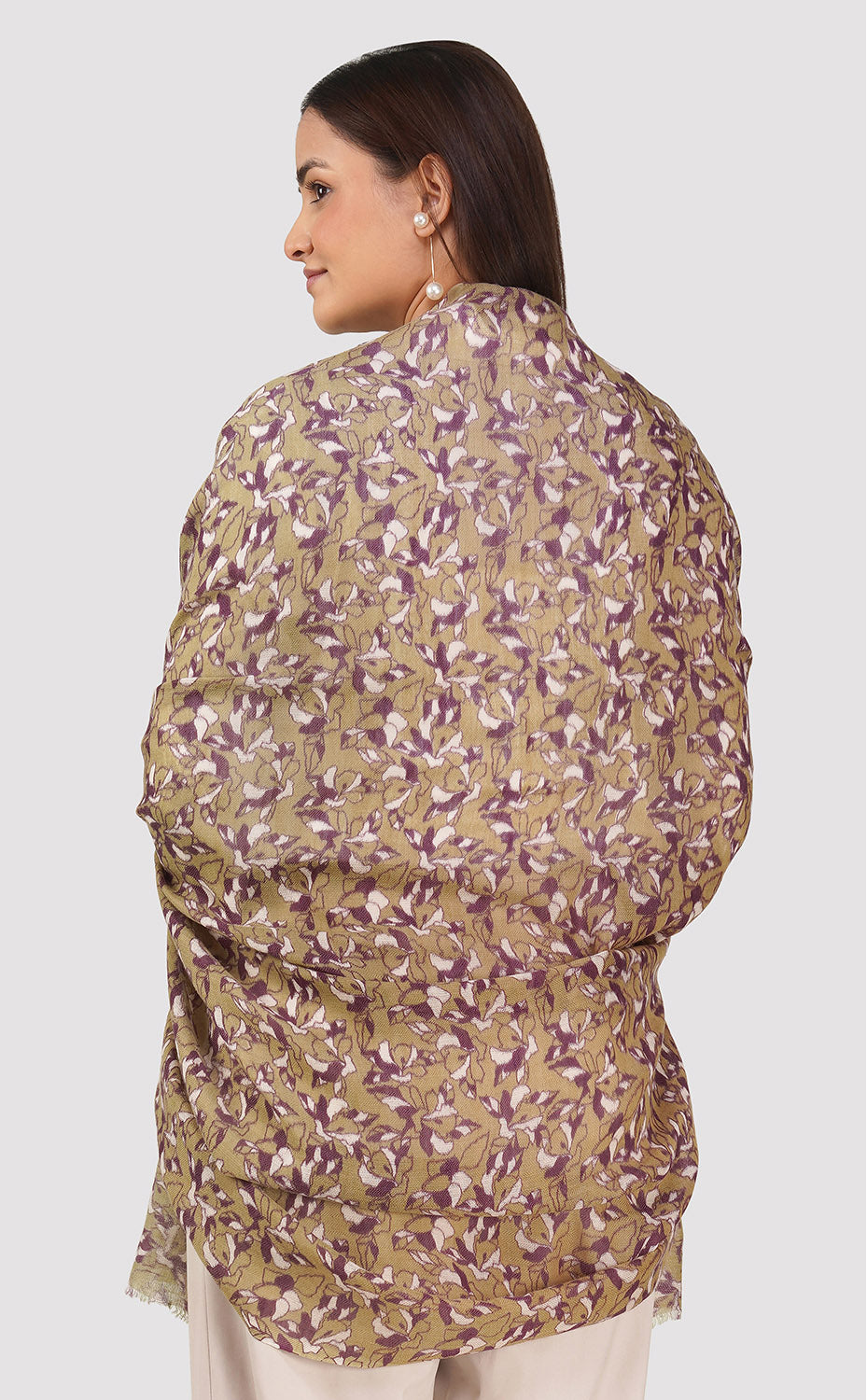 Olive Hues Wool Printed Stole