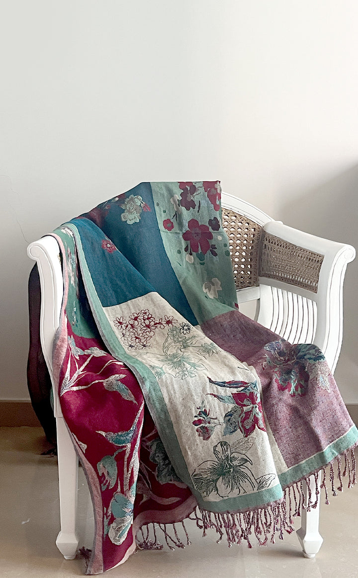 Pine Block Floral Throw