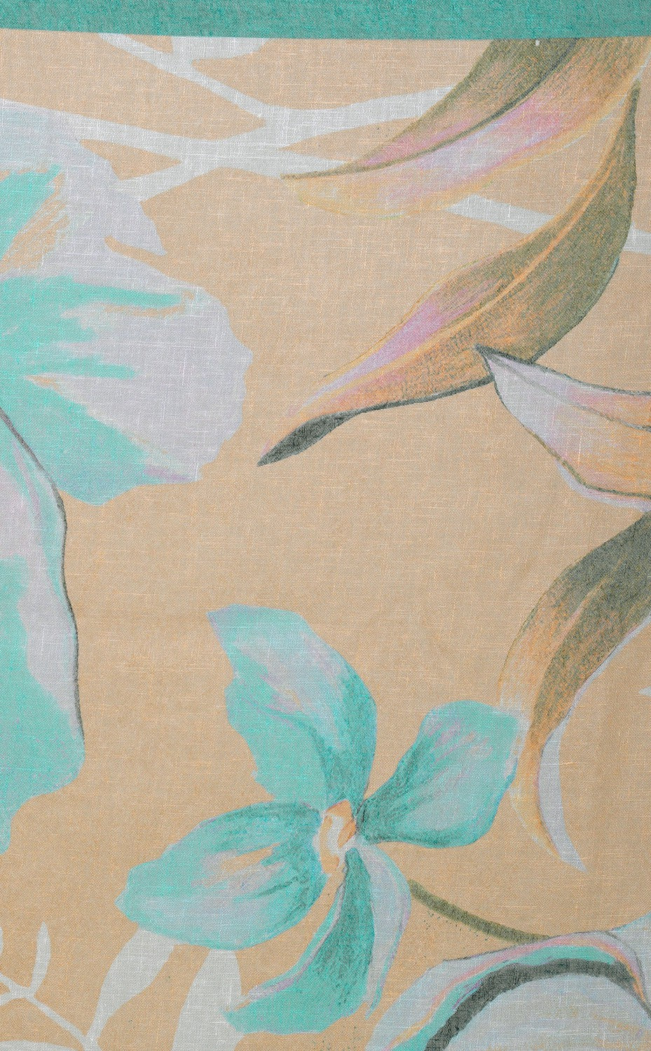 Teal Peony Linen Modal Stole