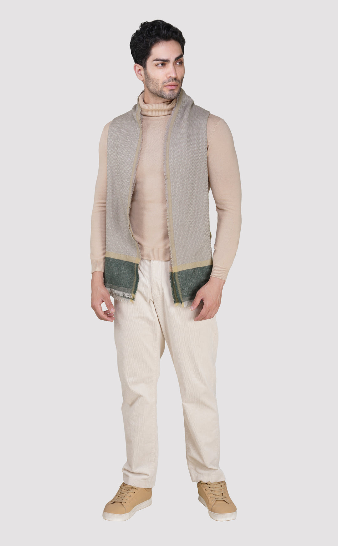 Green Mist Chevron Wool Muffler