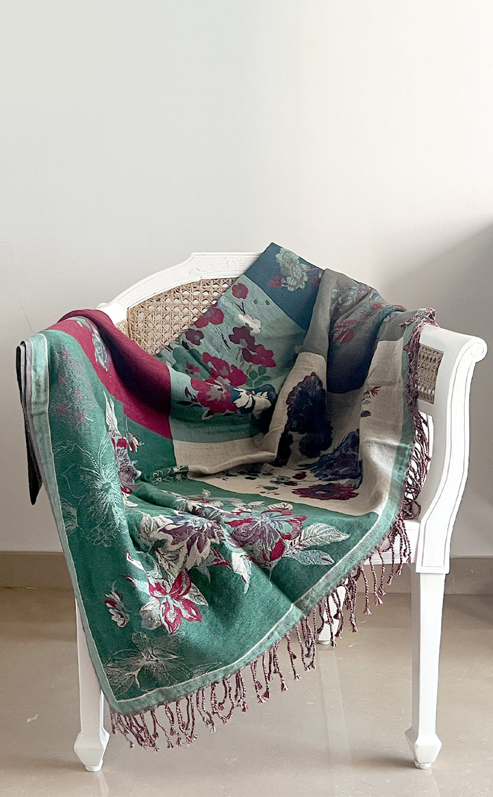 Pine Block Floral Throw