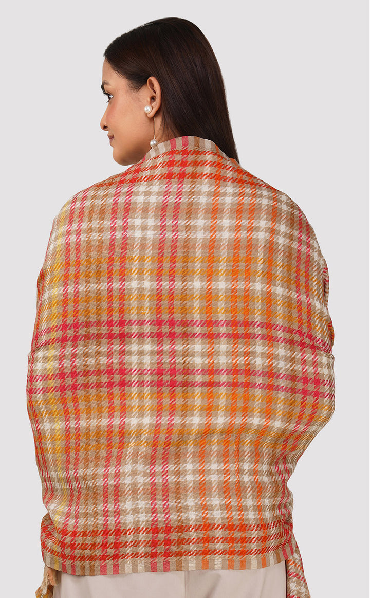 Sand Houndstooth Weave Merino Jacquard