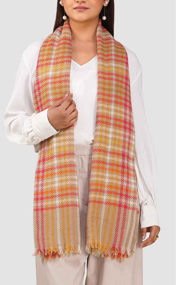 Sand Houndstooth Weave Merino Jacquard