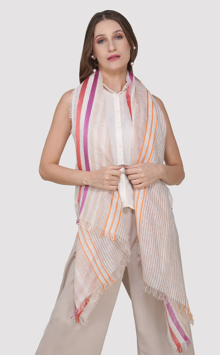 Serene Stripe Linen Silk Stole