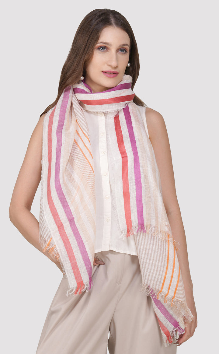 Serene Stripe Linen Silk Stole