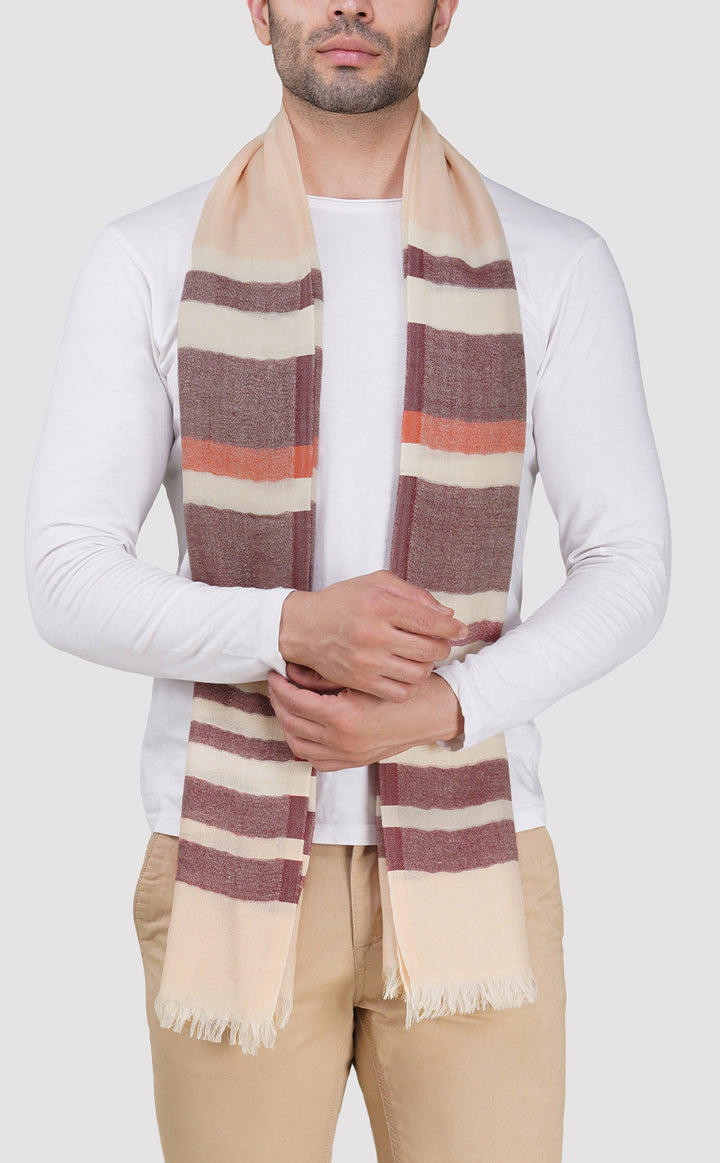 Maroon Striped Merino Muffler