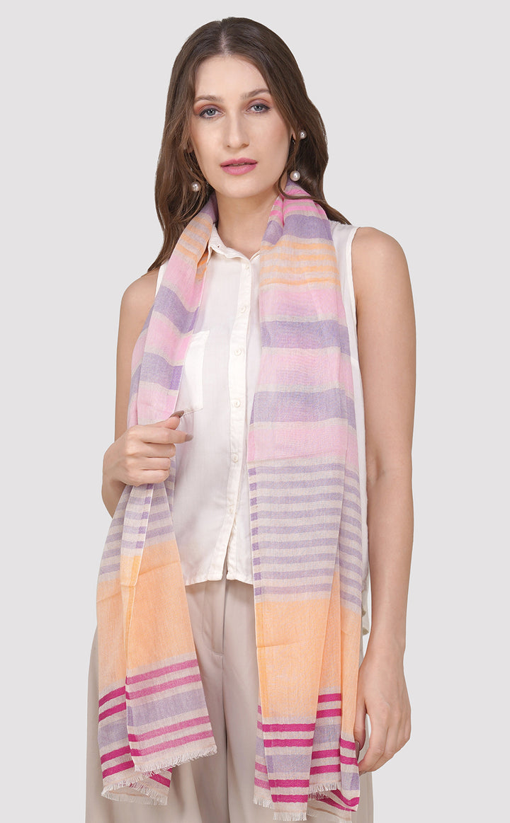Pink Cotton Linen Stole