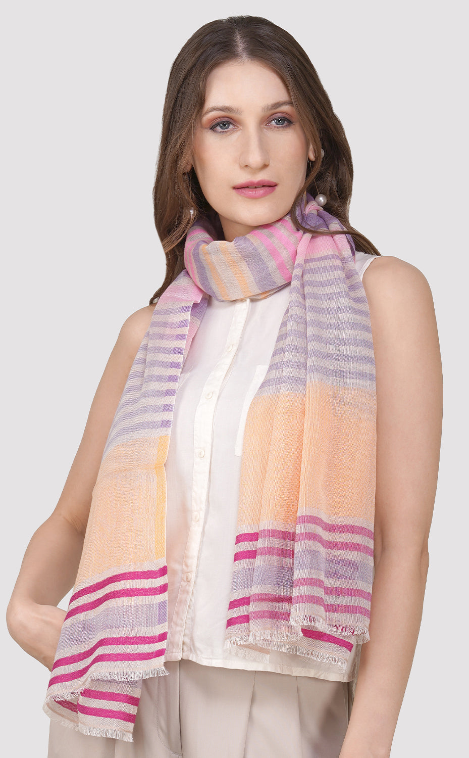 Pink Cotton Linen Stole