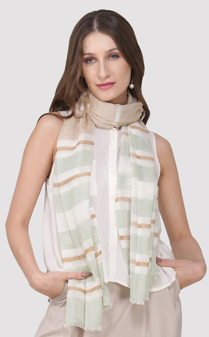 Khaki Cotton Linen Stole