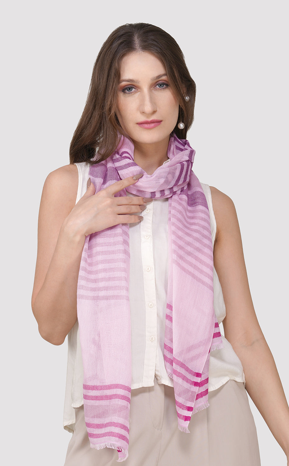 Mauve Cotton Linen Stole