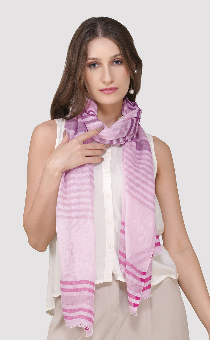 Mauve Cotton Linen Stole