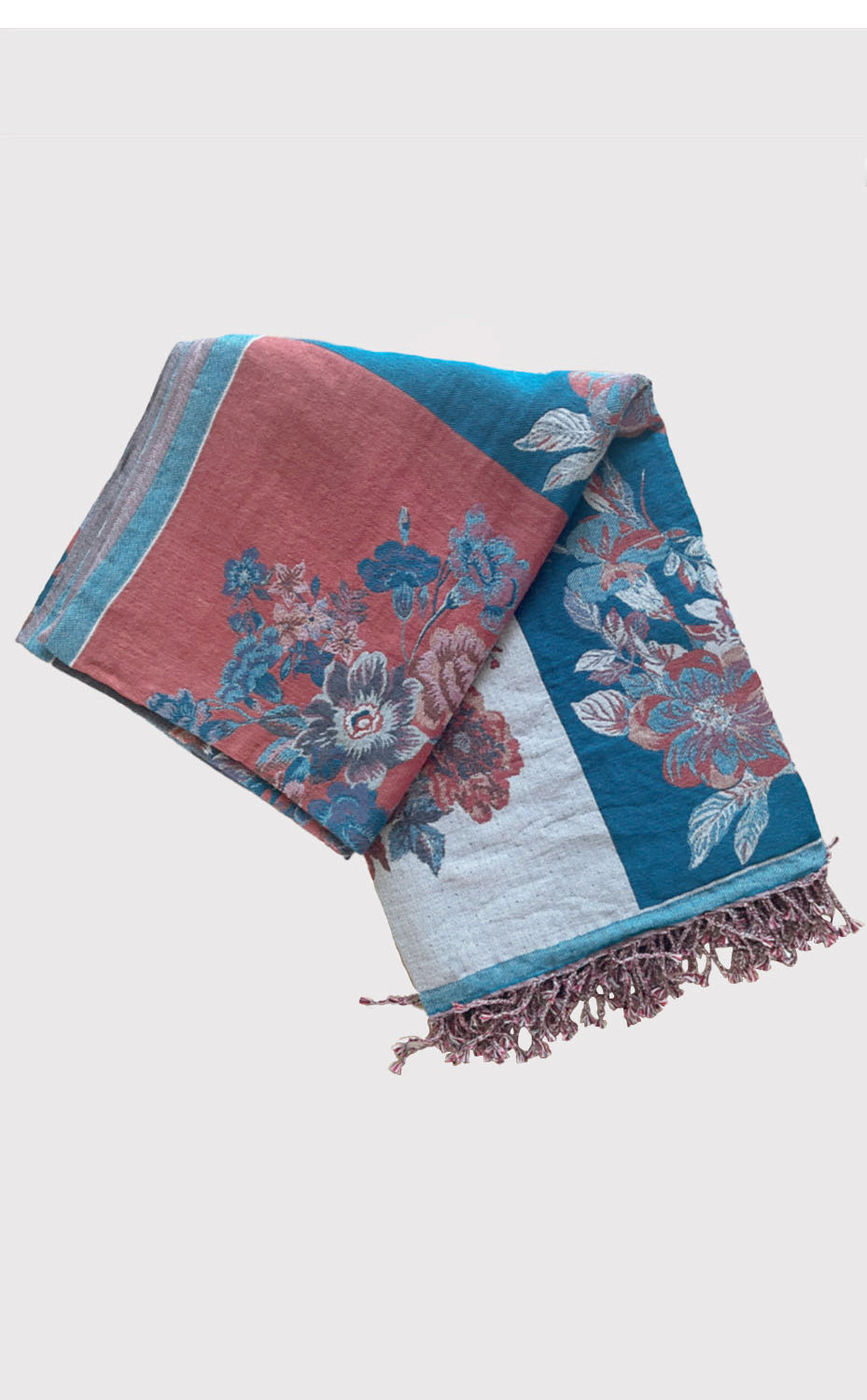 Teal Rust Floral Throw