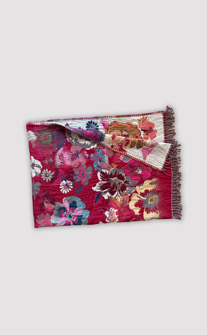 Crimson Floral Throw