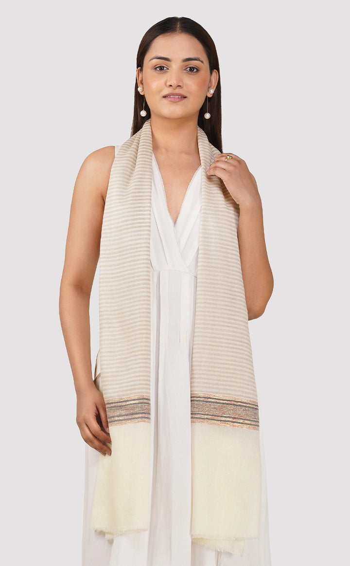 Broad Brown Streak Zari Stole