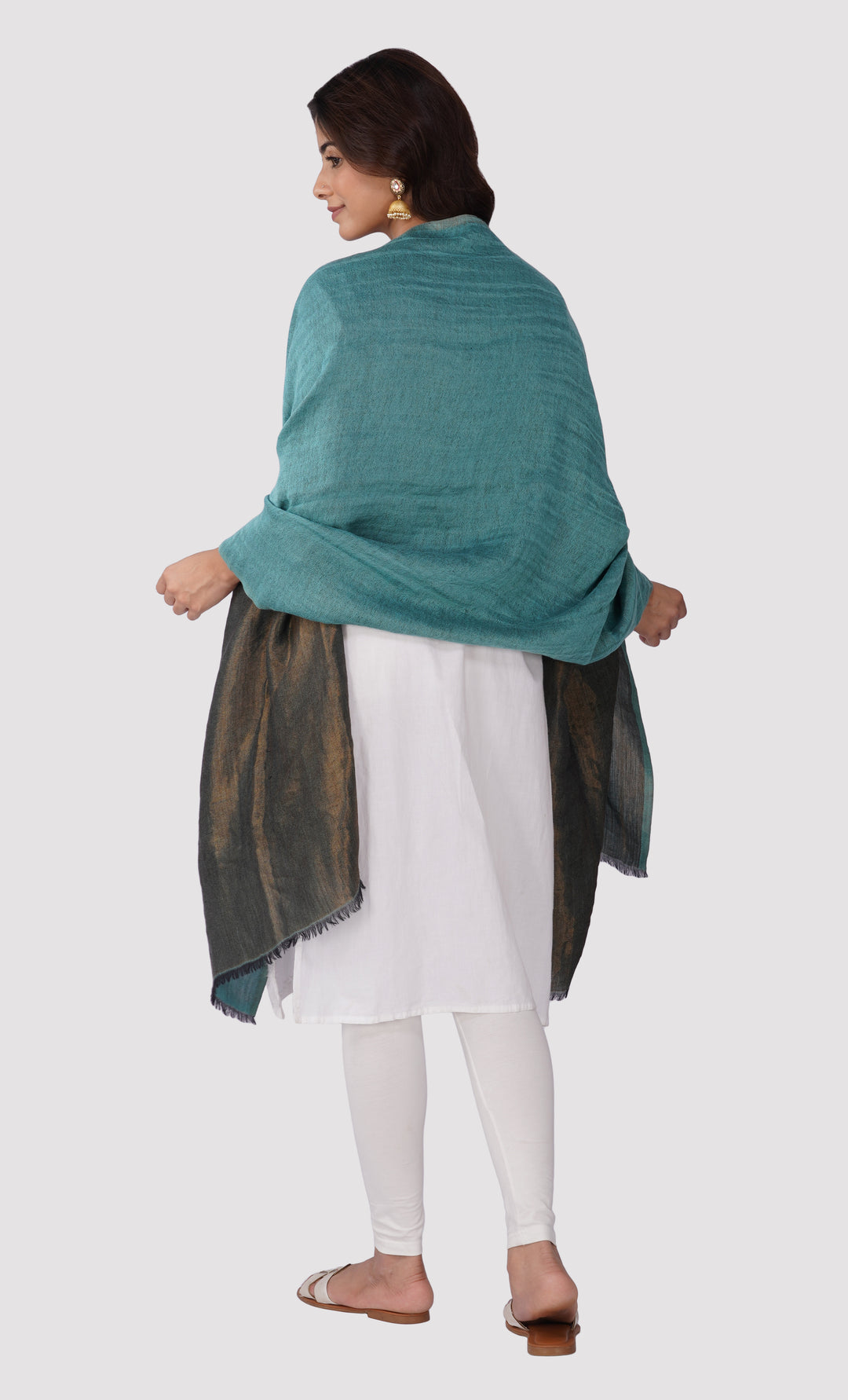 Zari Reversible Stole - Vintage Blue
