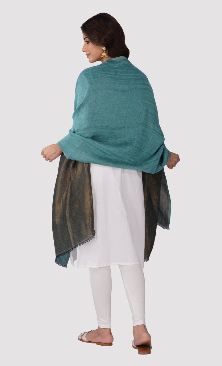 Zari Reversible Stole - Vintage Blue
