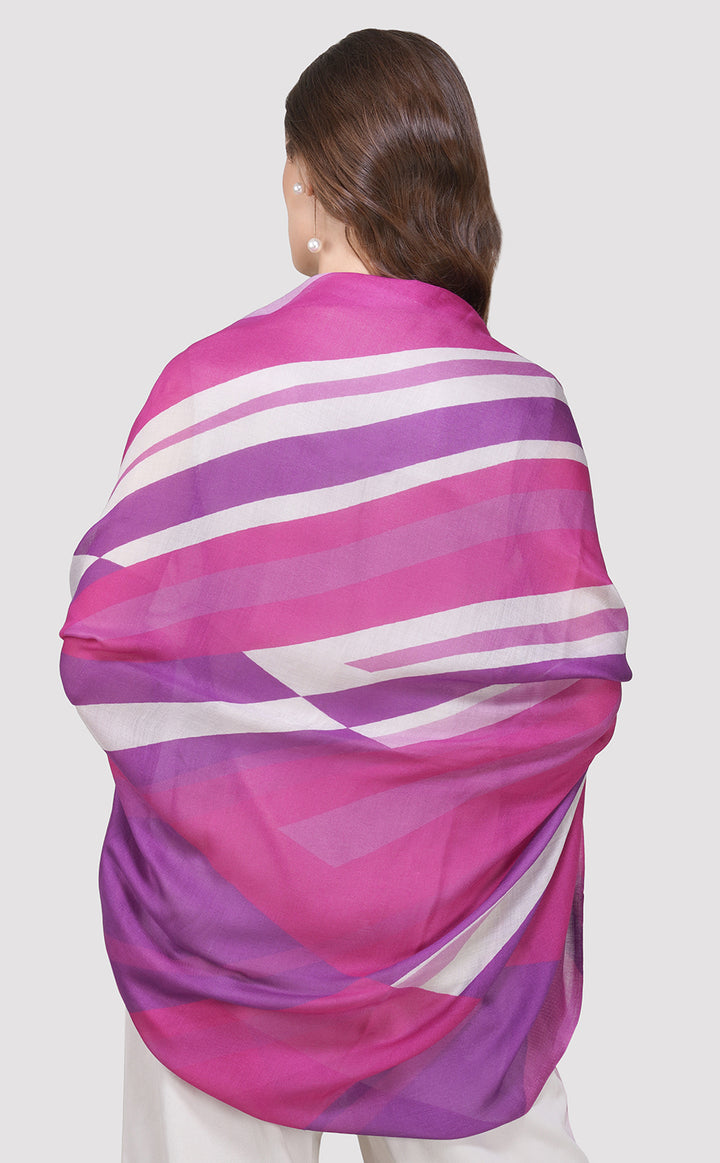 Mauve Stripe Printed Shawl