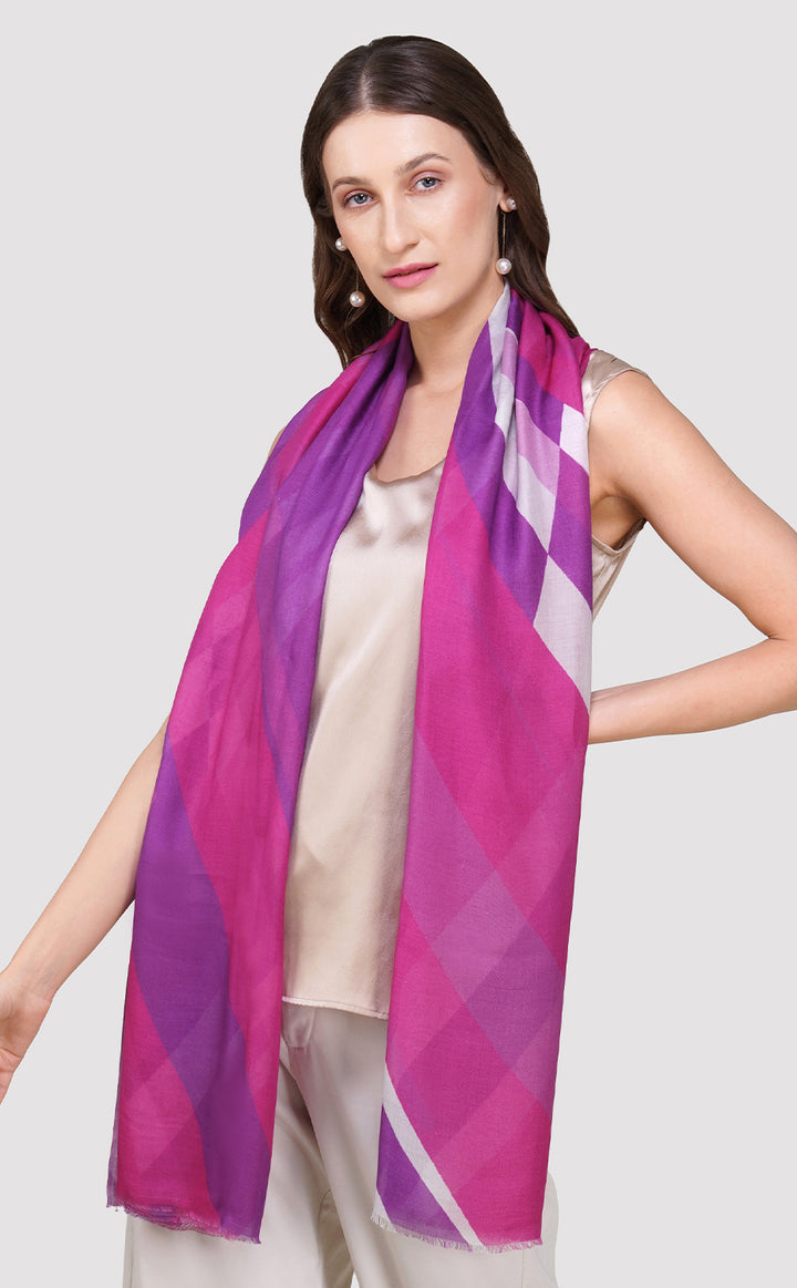 Mauve Stripe Printed Shawl