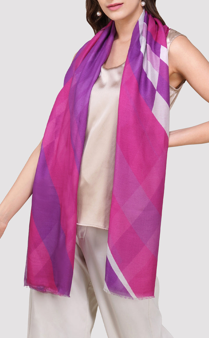 Mauve Stripe Printed Shawl
