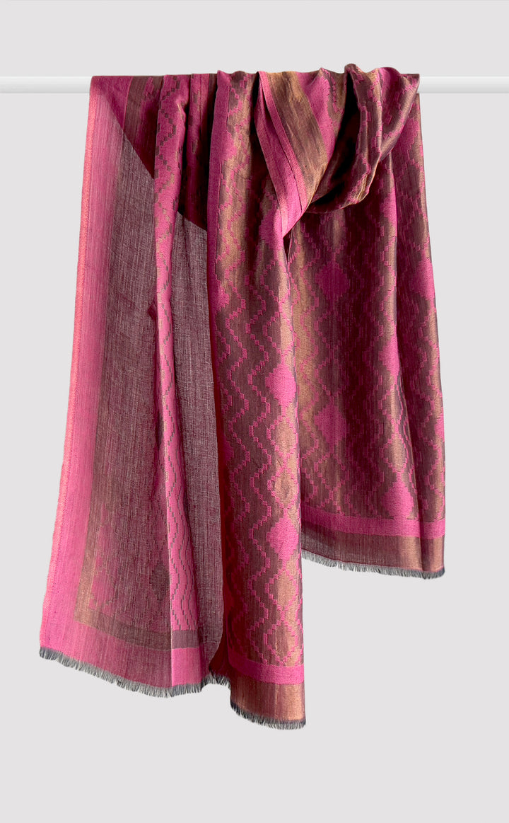 Fuchsia Pink Fantasy Zari Shawl